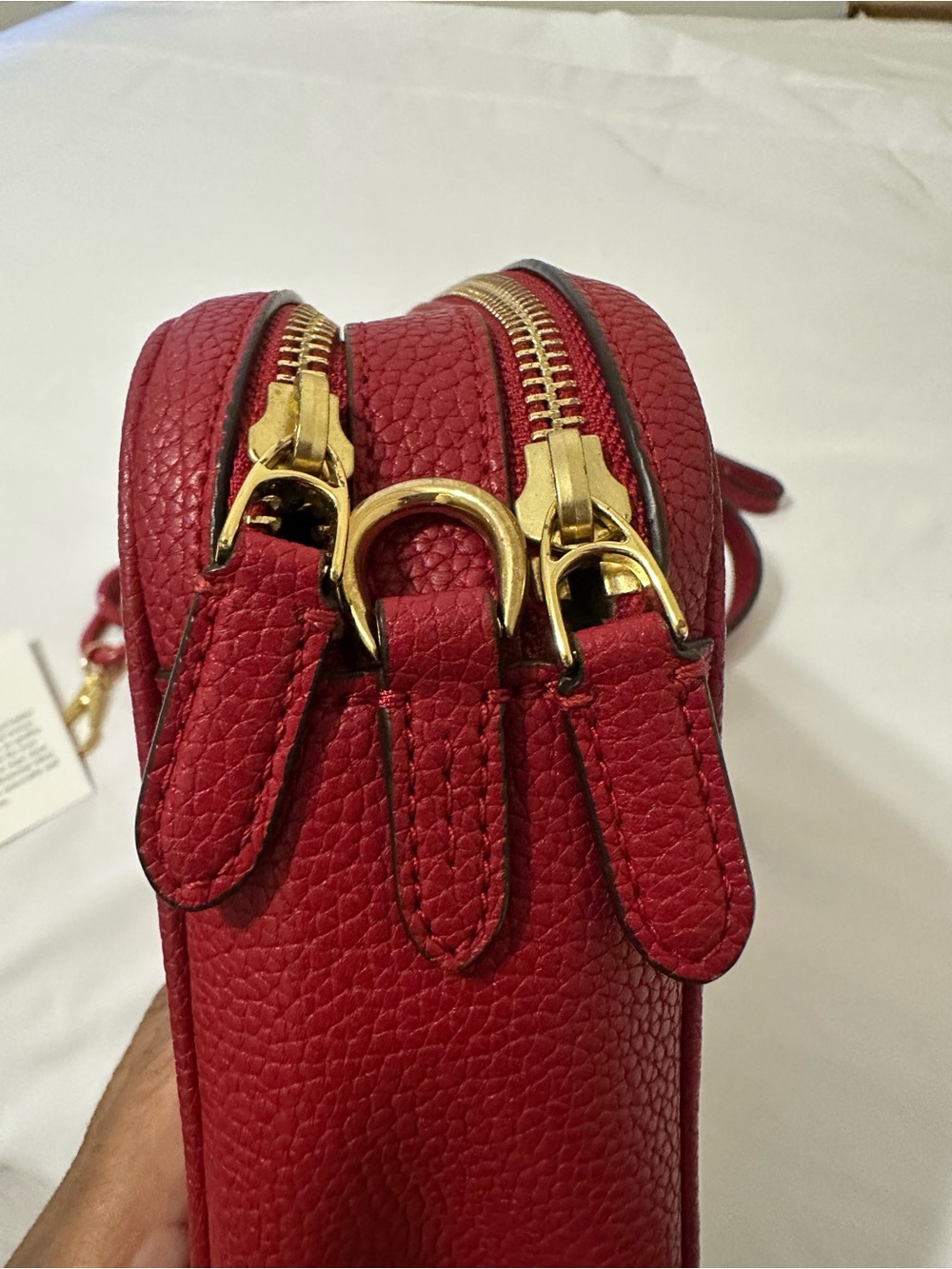 Lauren Ralph Lauren Red Leather Crossbody Camera Bag RL Logo - Picture 5 of 13